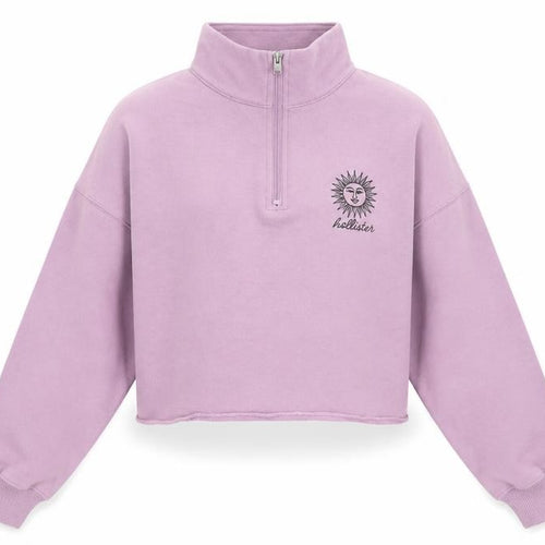 Hollister Womens Lilac 1/4 Zip Relaxed Sweatshirt XS