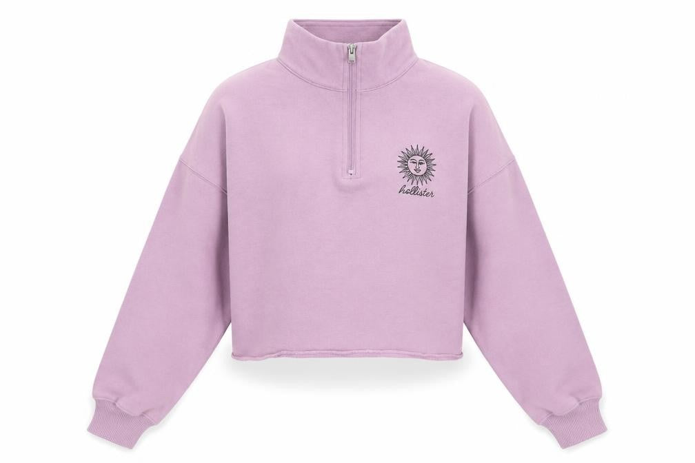 Hollister Womens Lilac 1/4 Zip Relaxed Sweatshirt XS