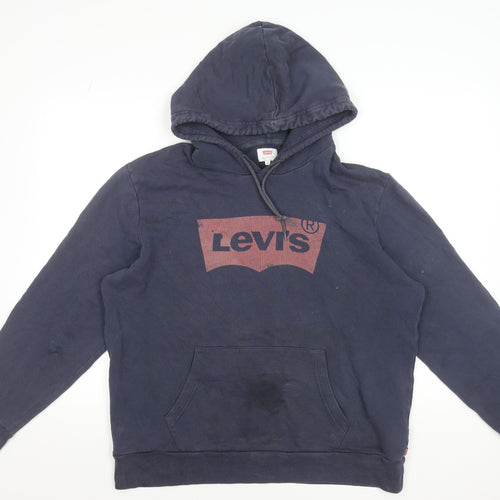 Levi's Men's Navy Hoodie Medium Pullover Cotton Graphic Sweatshirt