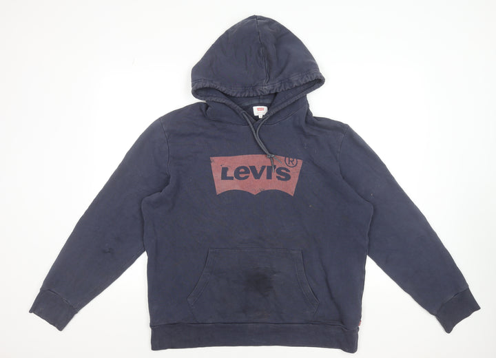 Levi's Men's Navy Hoodie Medium Pullover Cotton Graphic Sweatshirt