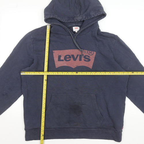 Levi's Men's Navy Hoodie Medium Pullover Cotton Graphic Sweatshirt