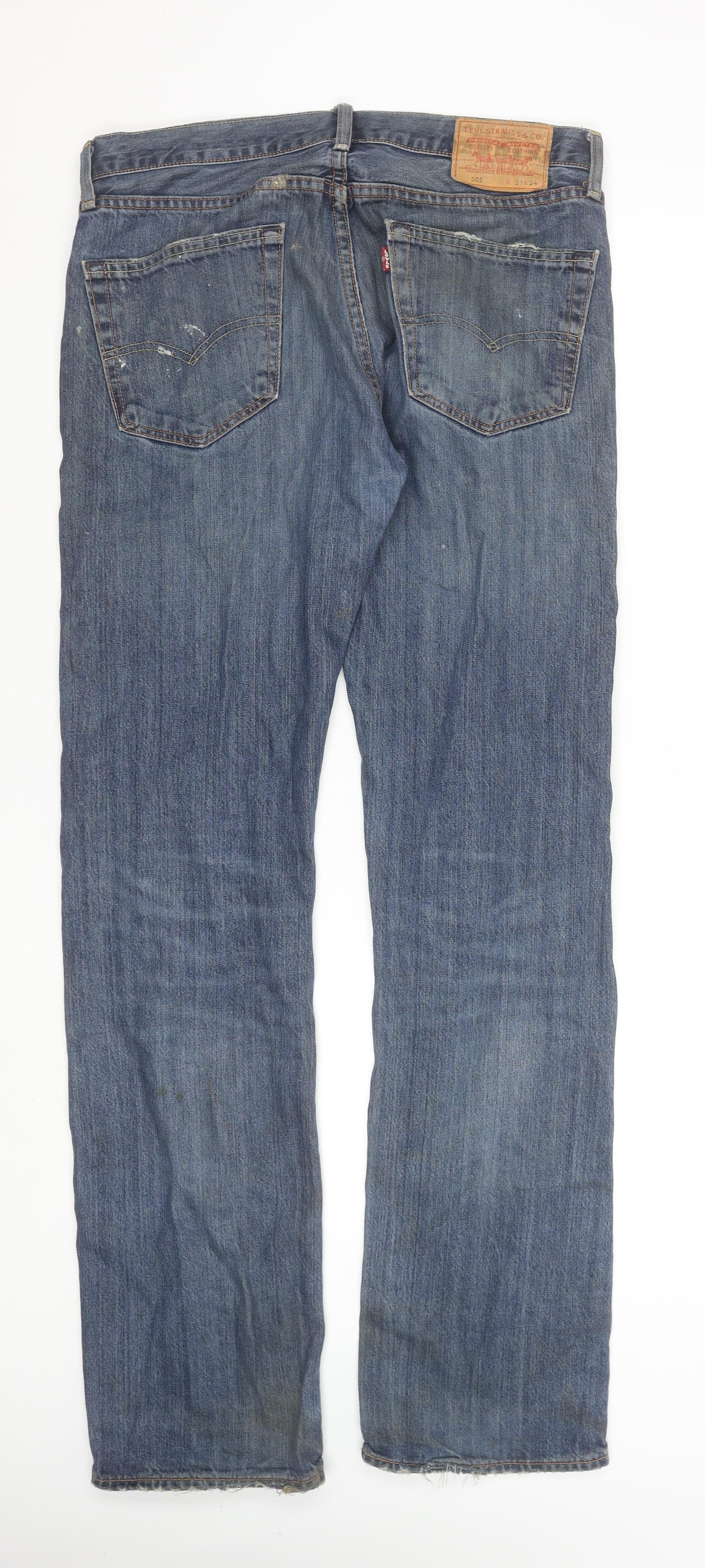 Levi's 505 Men's Blue Straight Jeans W31 L34 Classic Fit Denim