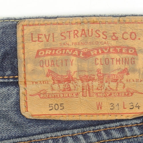 Levi's 505 Men's Blue Straight Jeans W31 L34 Classic Fit Denim