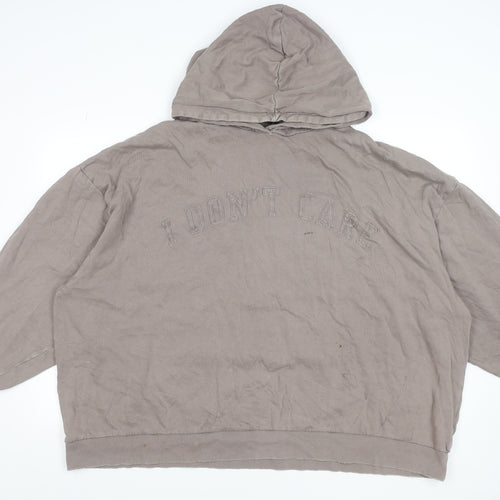 ASOS DESIGN Womens Beige 2XL Pullover Hoodie Cotton Blend 'I Don't Care'