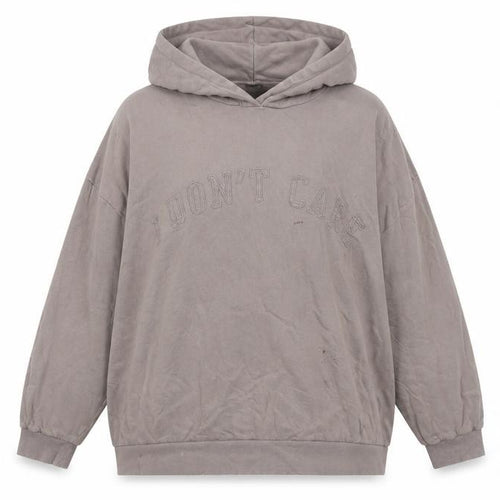 ASOS DESIGN Womens Beige 2XL Pullover Hoodie Cotton Blend 'I Don't Care'