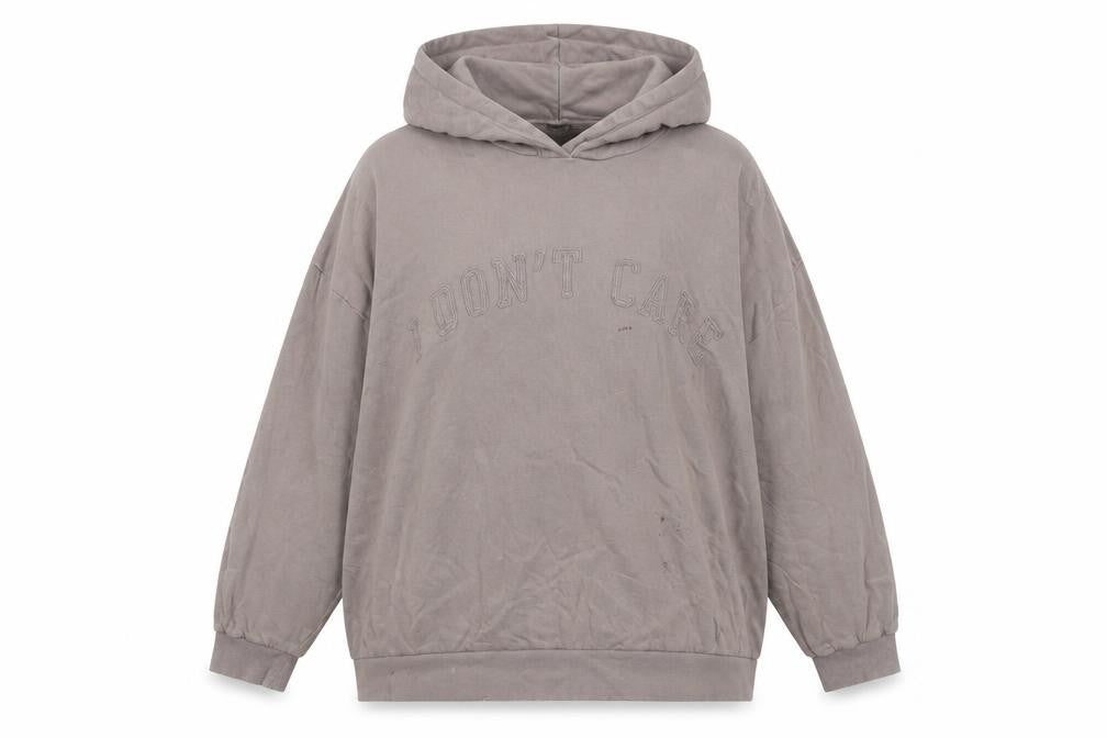 ASOS DESIGN Womens Beige 2XL Pullover Hoodie Cotton Blend 'I Don't Care'
