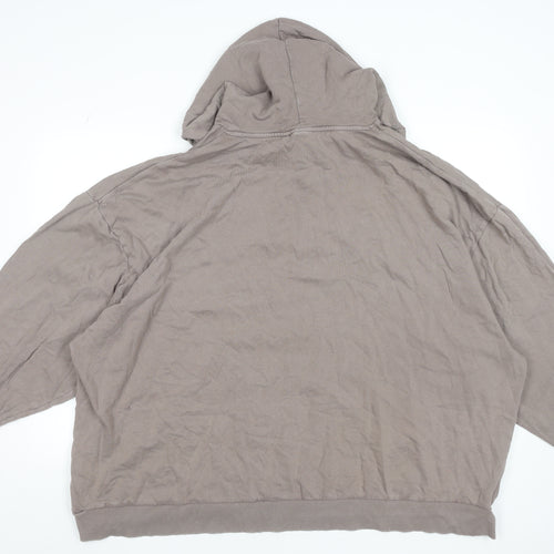 ASOS DESIGN Womens Beige 2XL Pullover Hoodie Cotton Blend 'I Don't Care'