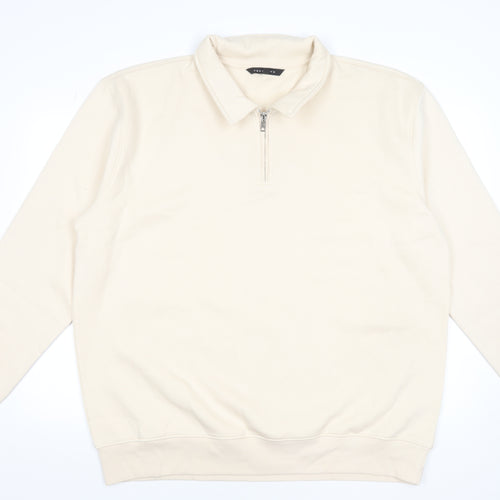 Peacocks Men’s Beige 3XL Collared 1/4 Zip Sweatshirt