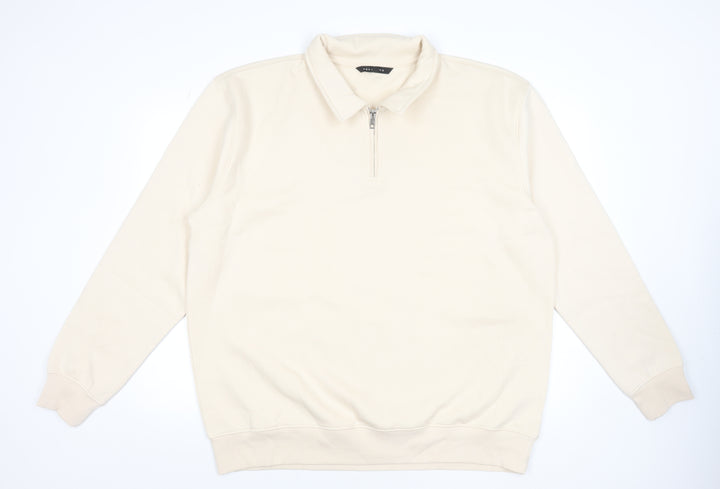 Peacocks Men’s Beige 3XL Collared 1/4 Zip Sweatshirt