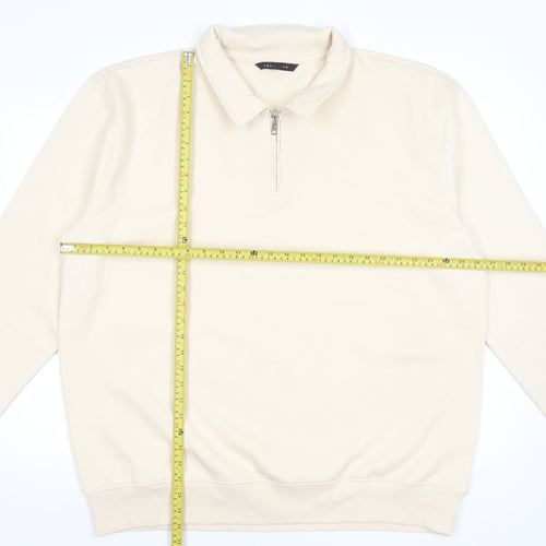 Peacocks Men’s Beige 3XL Collared 1/4 Zip Sweatshirt