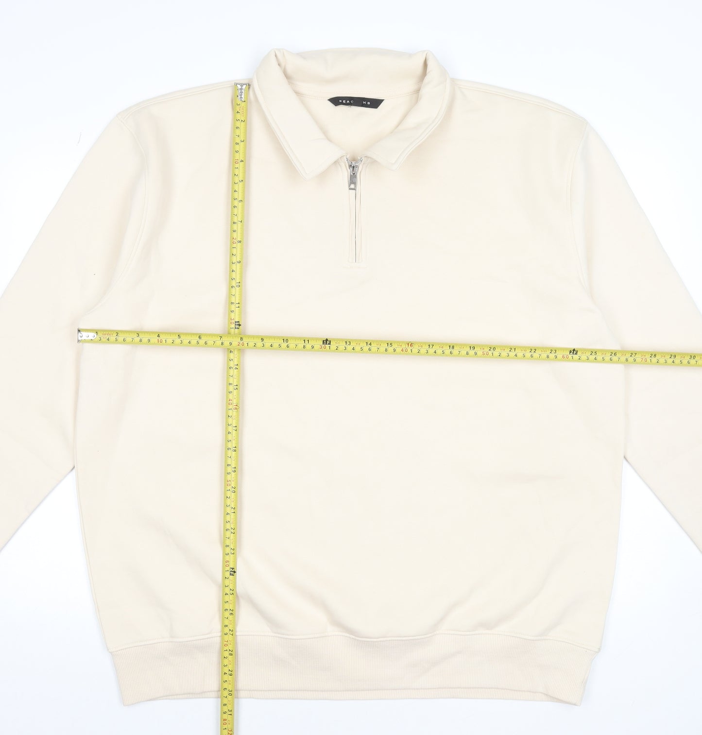 Peacocks Men’s Beige 3XL Collared 1/4 Zip Sweatshirt