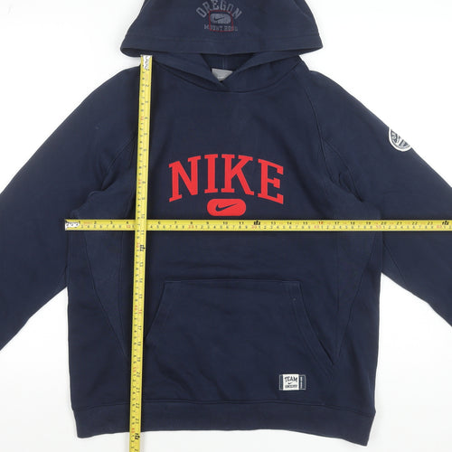 Nike Boys Navy Blue Pullover Hoodie L 12-13 Years Cotton Blend Sportswear