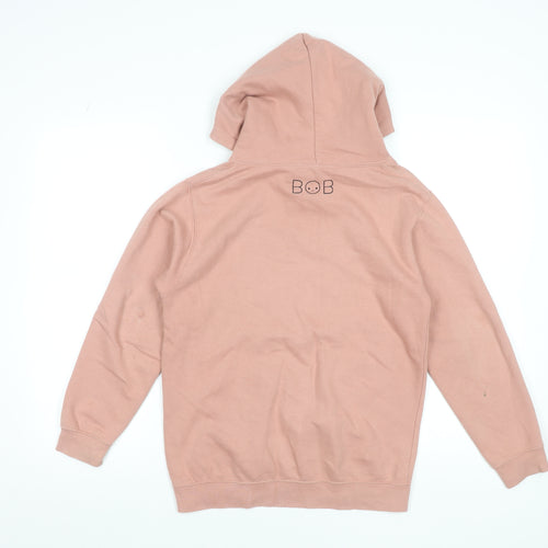 Bob The Brand Girls Pink Pullover Hoodie 9-10 Years Cotton Blend Logo Print