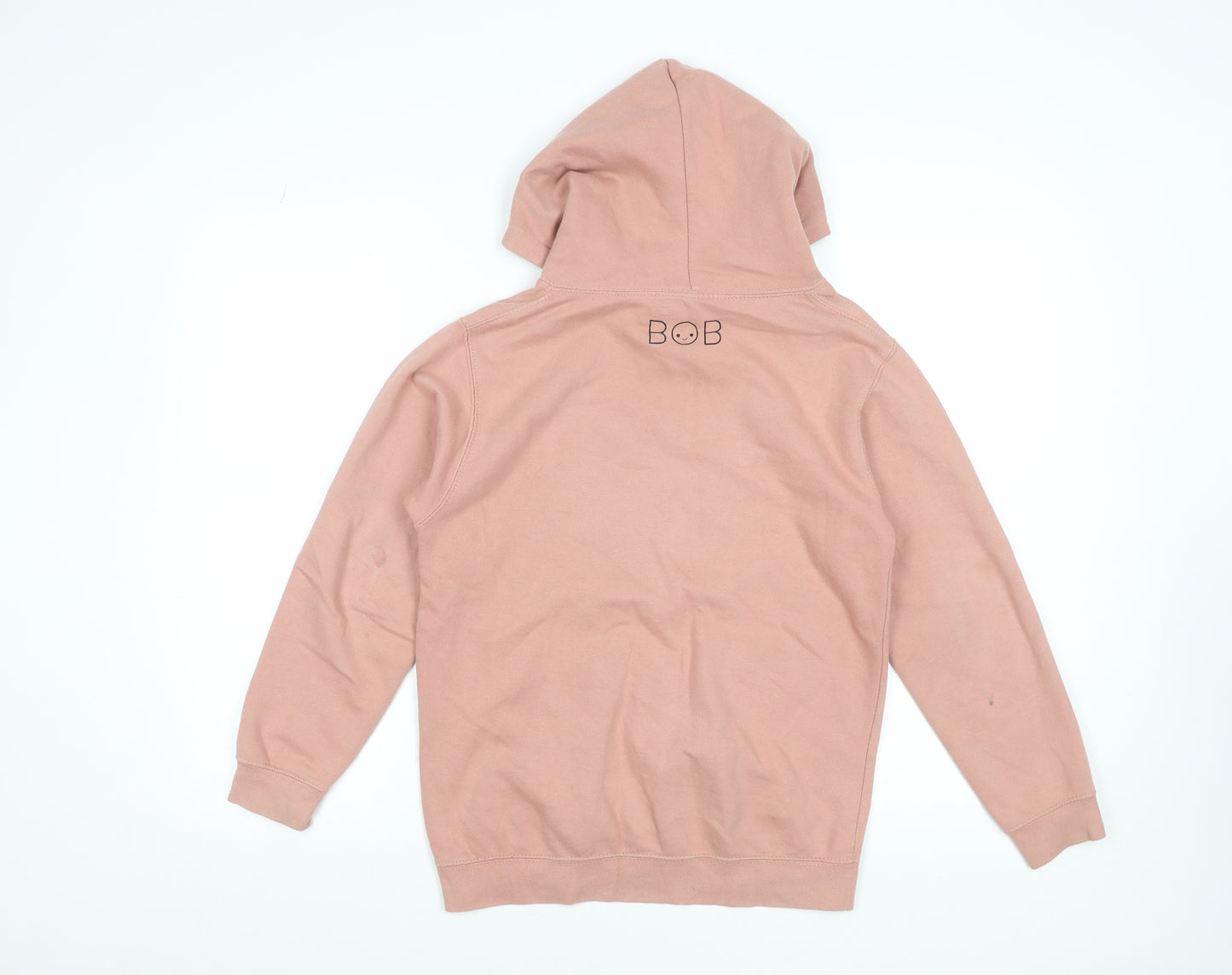 Bob The Brand Girls Pink Pullover Hoodie 9-10 Years Cotton Blend Logo Print