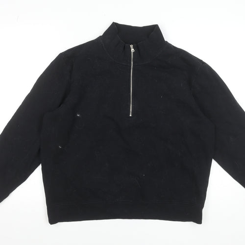 Marks and Spencer Men's Black 1/4 Zip High Neck Sweatshirt Size M