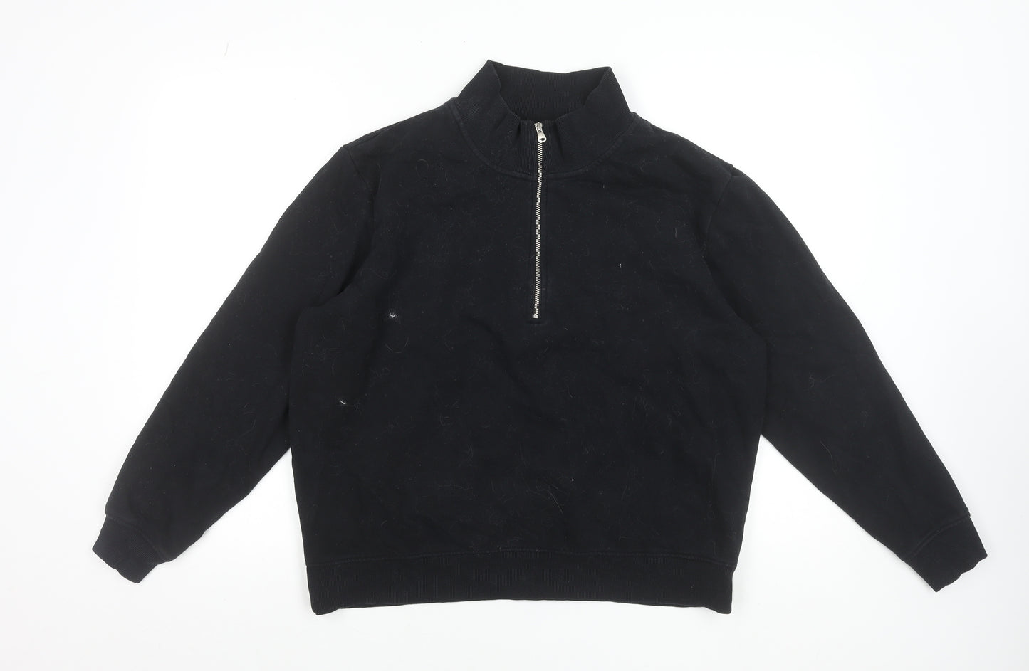 Marks and Spencer Men's Black 1/4 Zip High Neck Sweatshirt Size M