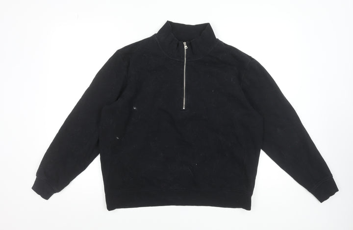 Marks and Spencer Men's Black 1/4 Zip High Neck Sweatshirt Size M