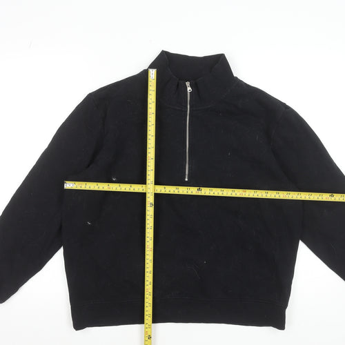 Marks and Spencer Men's Black 1/4 Zip High Neck Sweatshirt Size M