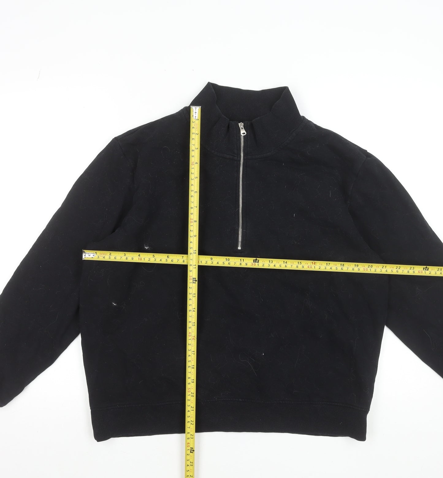 Marks and Spencer Men's Black 1/4 Zip High Neck Sweatshirt Size M