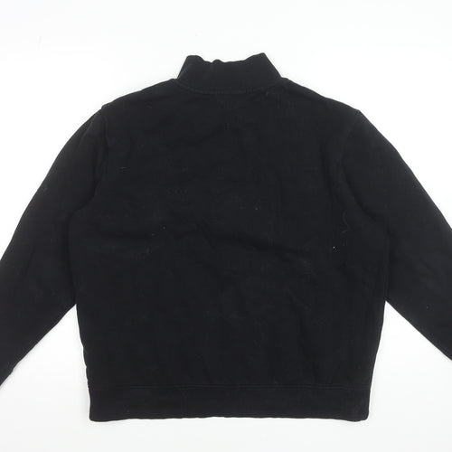 Marks and Spencer Men's Black 1/4 Zip High Neck Sweatshirt Size M