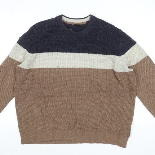 Ted Baker Men's Multicoloured XL Crew Neck Waffle-Knit Jumper