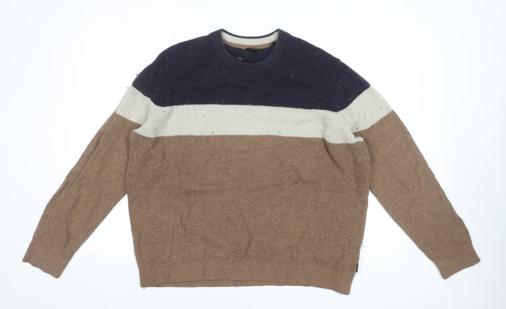 Ted Baker Men's Multicoloured XL Crew Neck Waffle-Knit Jumper