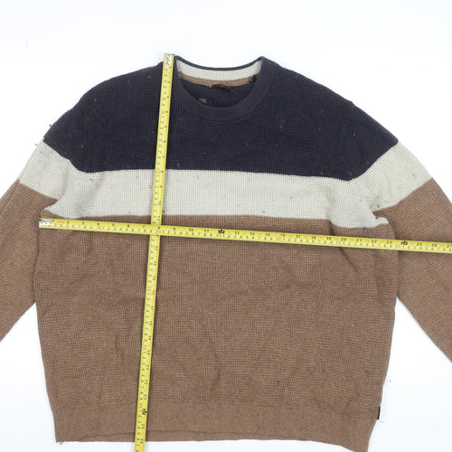 Ted Baker Men's Multicoloured XL Crew Neck Waffle-Knit Jumper