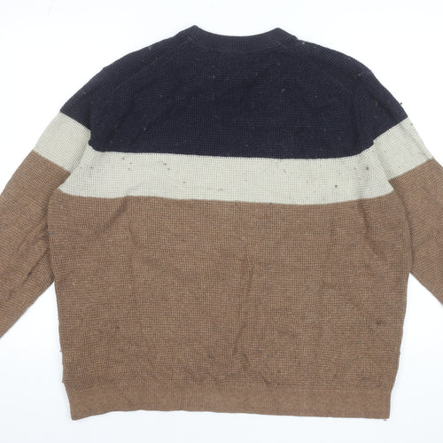 Ted Baker Men's Multicoloured XL Crew Neck Waffle-Knit Jumper