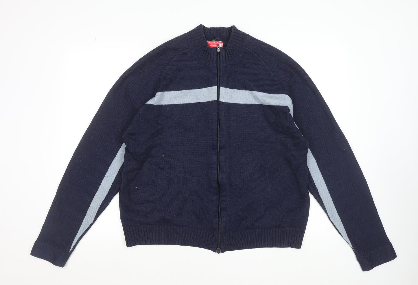 Fullcircle Men's Blue Full Zip Wool Blend Jumper Size L