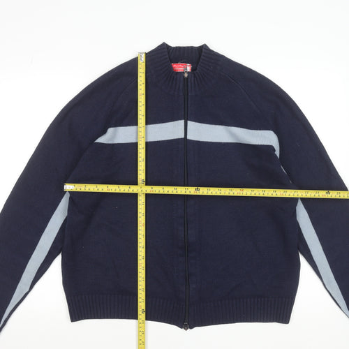 Fullcircle Men's Blue Full Zip Wool Blend Jumper Size L