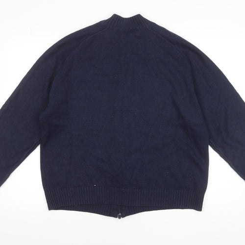 Fullcircle Men's Blue Full Zip Wool Blend Jumper Size L