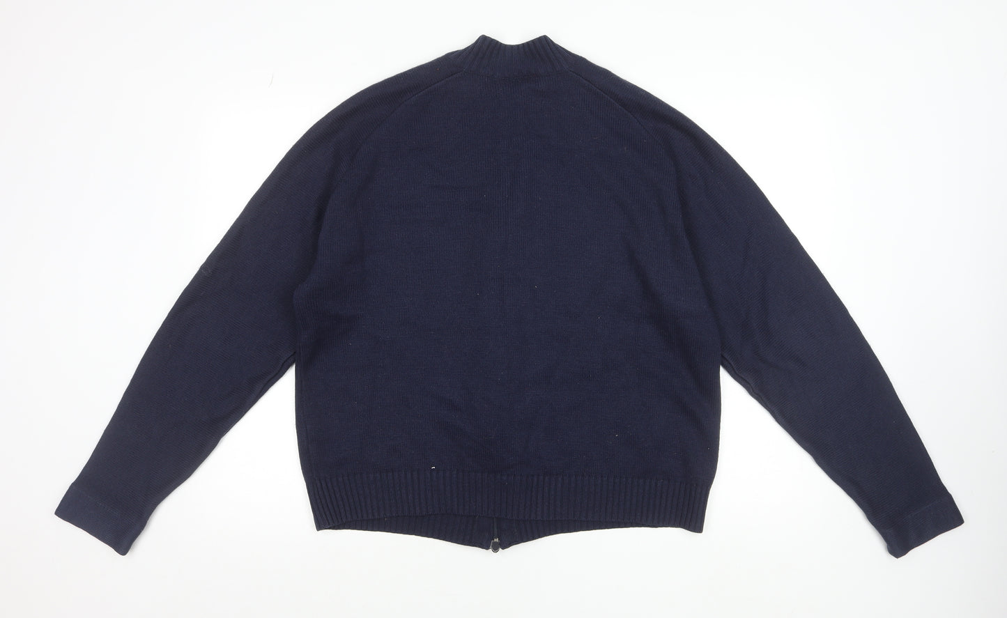Fullcircle Men's Blue Full Zip Wool Blend Jumper Size L