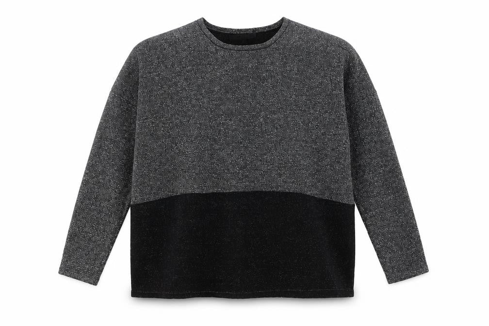Front view of Maje women’s grey wool metallic knit jumper, size S