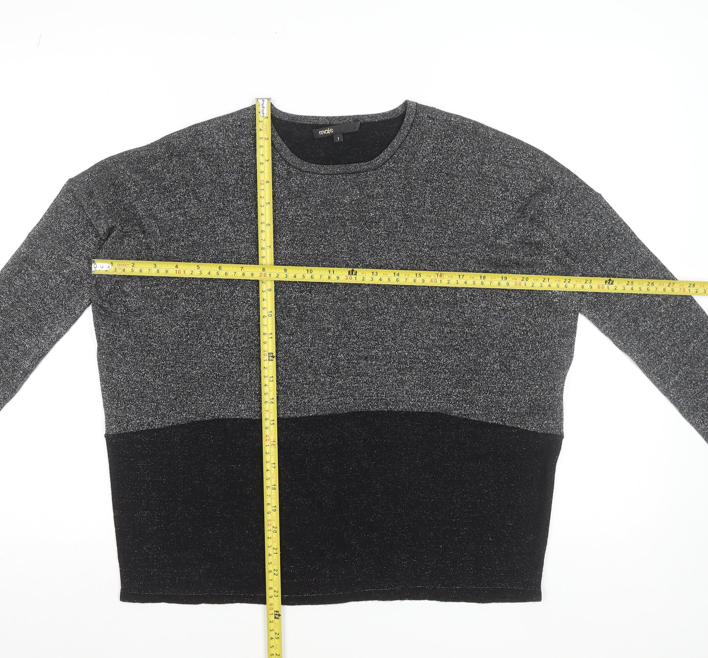Maje Womens Grey Wool Metallic Knit Jumper Size S