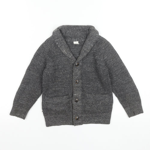 Baby Gap Boys Grey Button Up Cardigan 4 Years Rib Knit Cotton Blend