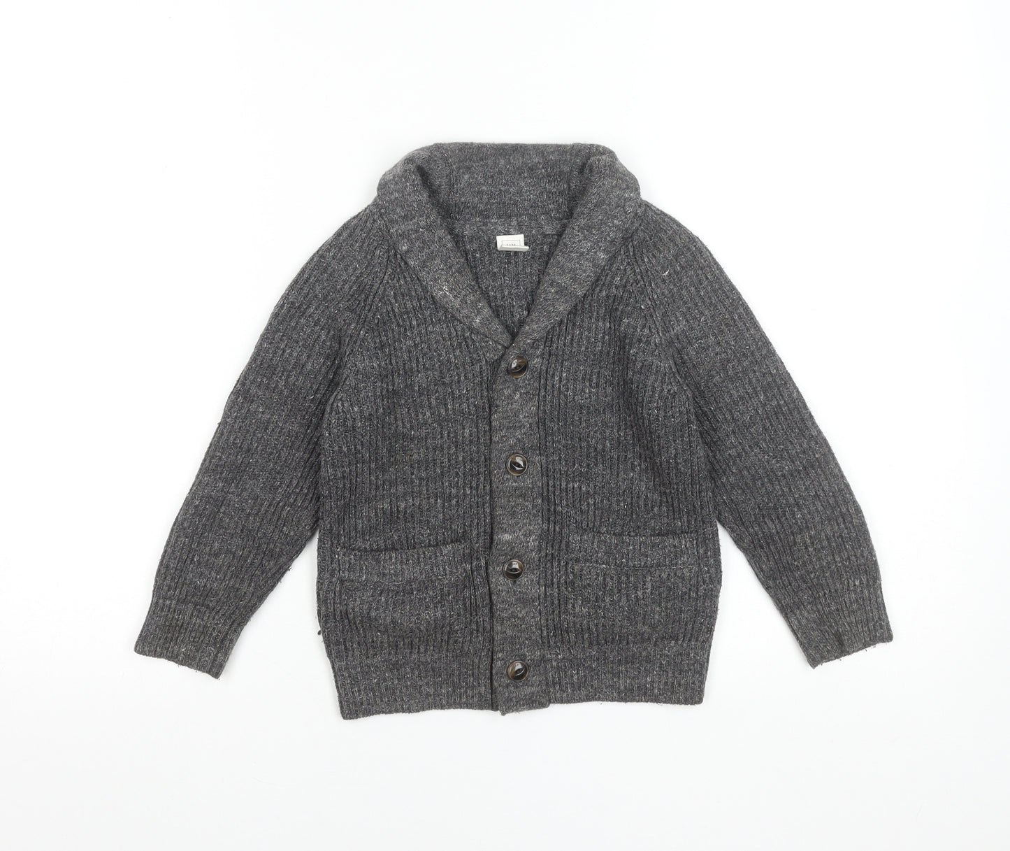 Baby Gap Boys Grey Button Up Cardigan 4 Years Rib Knit Cotton Blend
