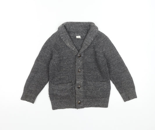 Baby Gap Boys Grey Button Up Cardigan 4 Years Rib Knit Cotton Blend