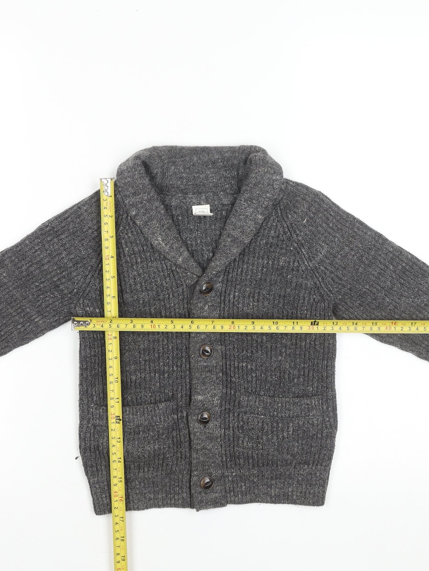 Baby Gap Boys Grey Button Up Cardigan 4 Years Rib Knit Cotton Blend
