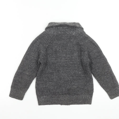 Baby Gap Boys Grey Button Up Cardigan 4 Years Rib Knit Cotton Blend