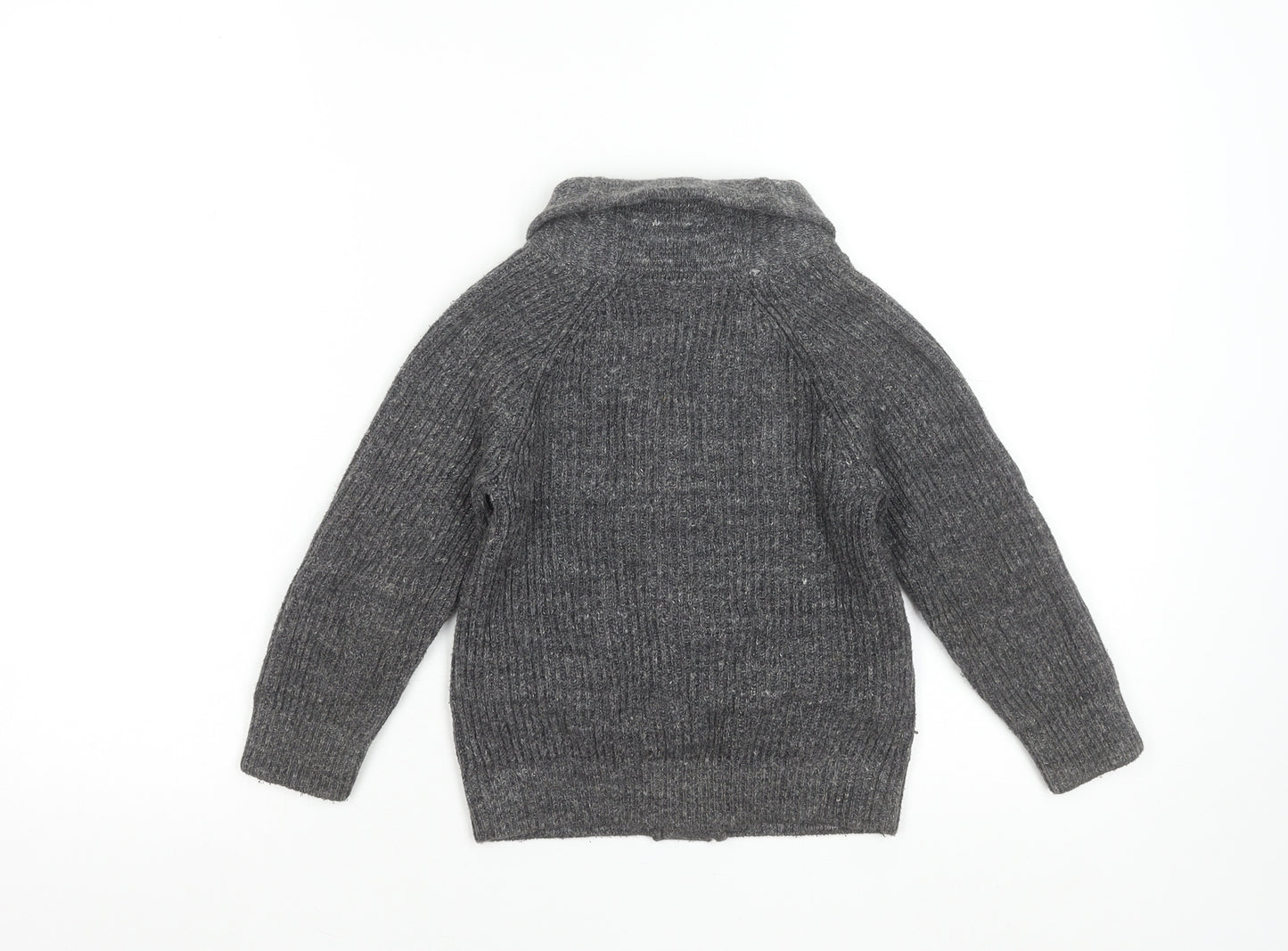 Baby Gap Boys Grey Button Up Cardigan 4 Years Rib Knit Cotton Blend