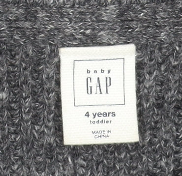 Baby Gap Boys Grey Button Up Cardigan 4 Years Rib Knit Cotton Blend