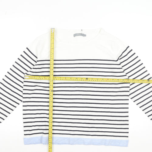 b.young Women’s White Striped Boat Neck Pullover Jumper XL