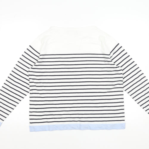 b.young Women’s White Striped Boat Neck Pullover Jumper XL