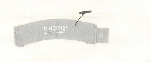 b.young Women’s White Striped Boat Neck Pullover Jumper XL
