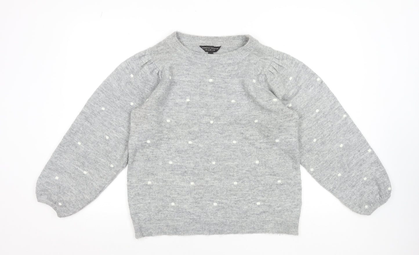 Dorothy Perkins Women’s Grey Polka Dot Crew Neck Jumper Size 12
