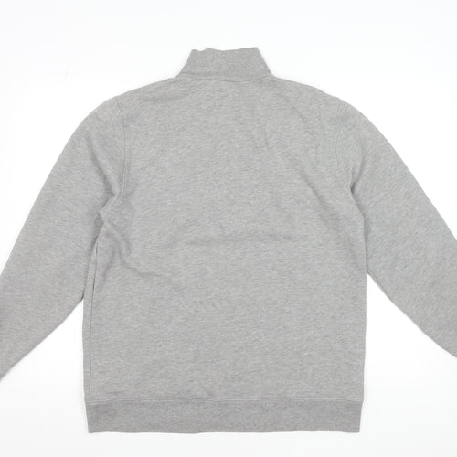 DKNY Mens Grey 1/4 Zip Logo Sweatshirt Size M Regular Fit