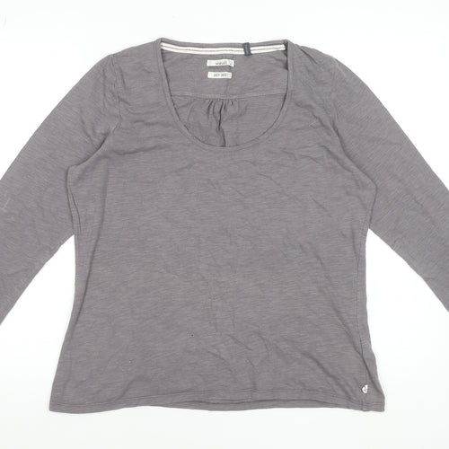 Seasalt Women Grey Basic Long Sleeve Cotton Jersey Top Size 14
