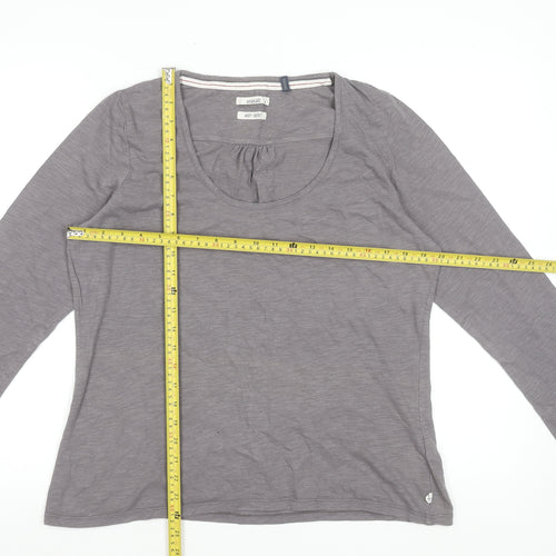 Seasalt Women Grey Basic Long Sleeve Cotton Jersey Top Size 14