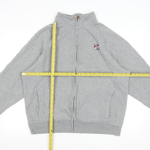 Fila Men’s Grey Full Zip Sweatshirt L High Neck Logo Cotton Blend