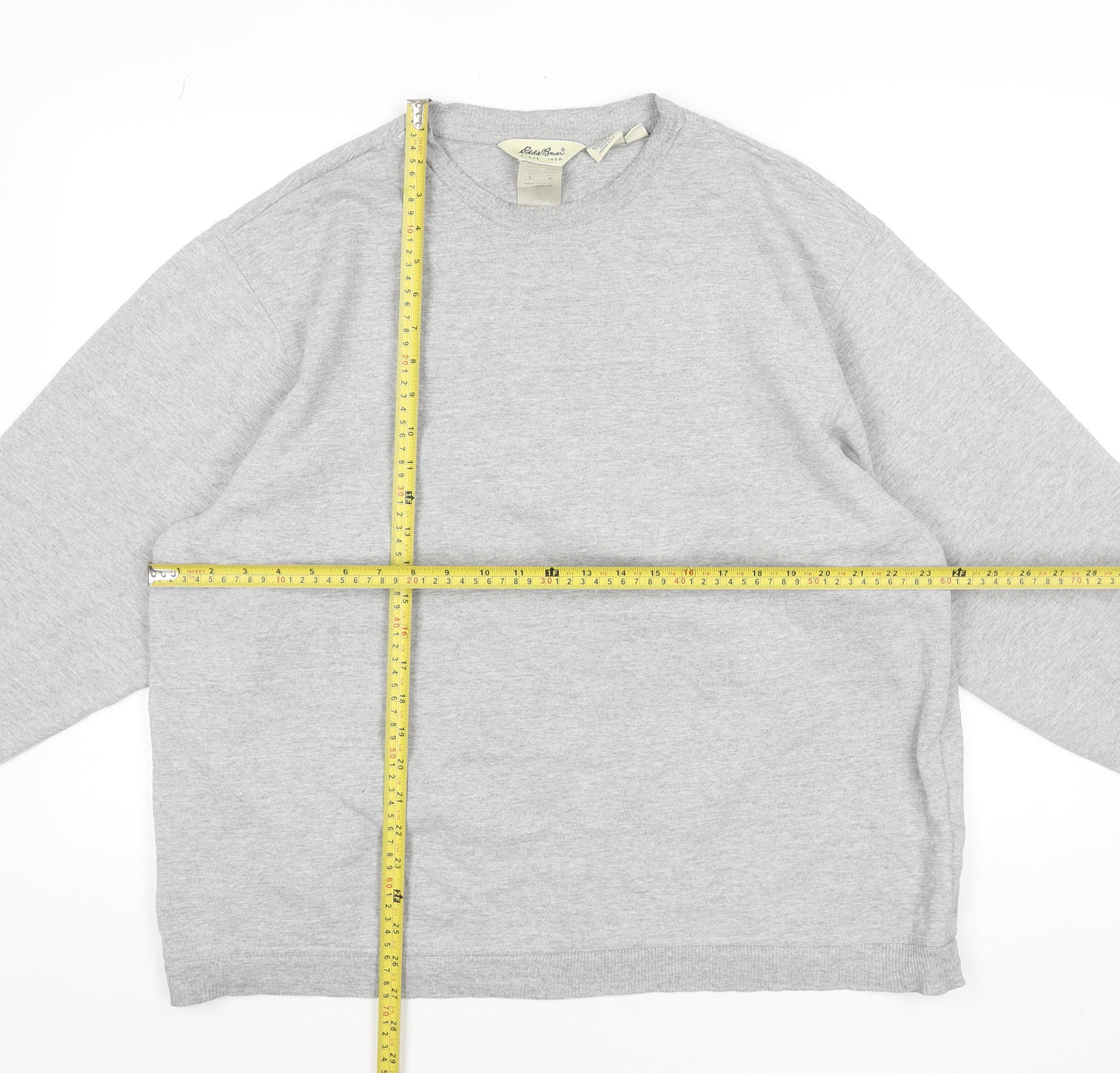 Eddie Bauer Unisex Grey Pullover Sweatshirt L Regular Cotton Blend